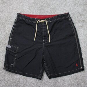 Polo Ralph Lauren Swim Trunks‎ Mens XL Black Lined Nylon Drawstring Bathing Suit